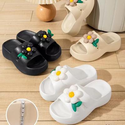 New Women High Platform EVA Slippers Summer Cute Flower Thick Sole Non-Slip Casual Home Sandals Indoor Beach Flip Flops