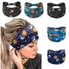 Bohemian Cashewblumen Elastisches Sport-Stirnband für Damen – Breiter Rand Haarreif zum Gesichtswaschen