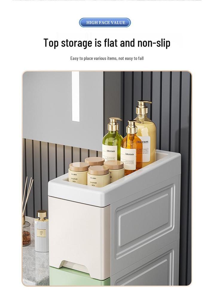 Thick 25cm Ultra-Narrow Storage Cabinet: Kitchen & Bathroom Plastic Drawer Shelf
