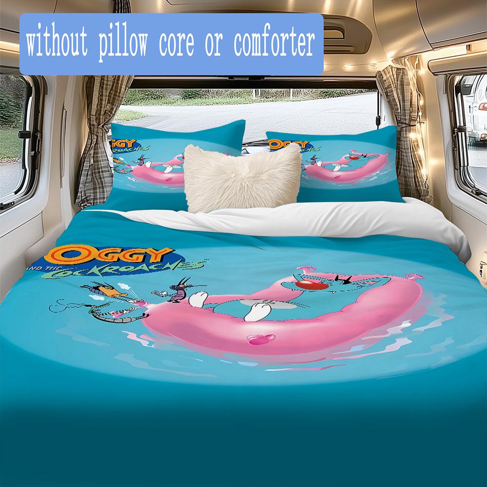 Oggy Pattern Bedding,Quilt Set Quilt Cover Pillowcase Home Birthday Gift (1*duvet cover+2*pillowcase,without core)NSJT0928124