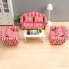 Fashion 1/12 Dollhouses Furniture Double Couch Armchair Figurine Set For Miniature Living Room and Bedroom Decoration