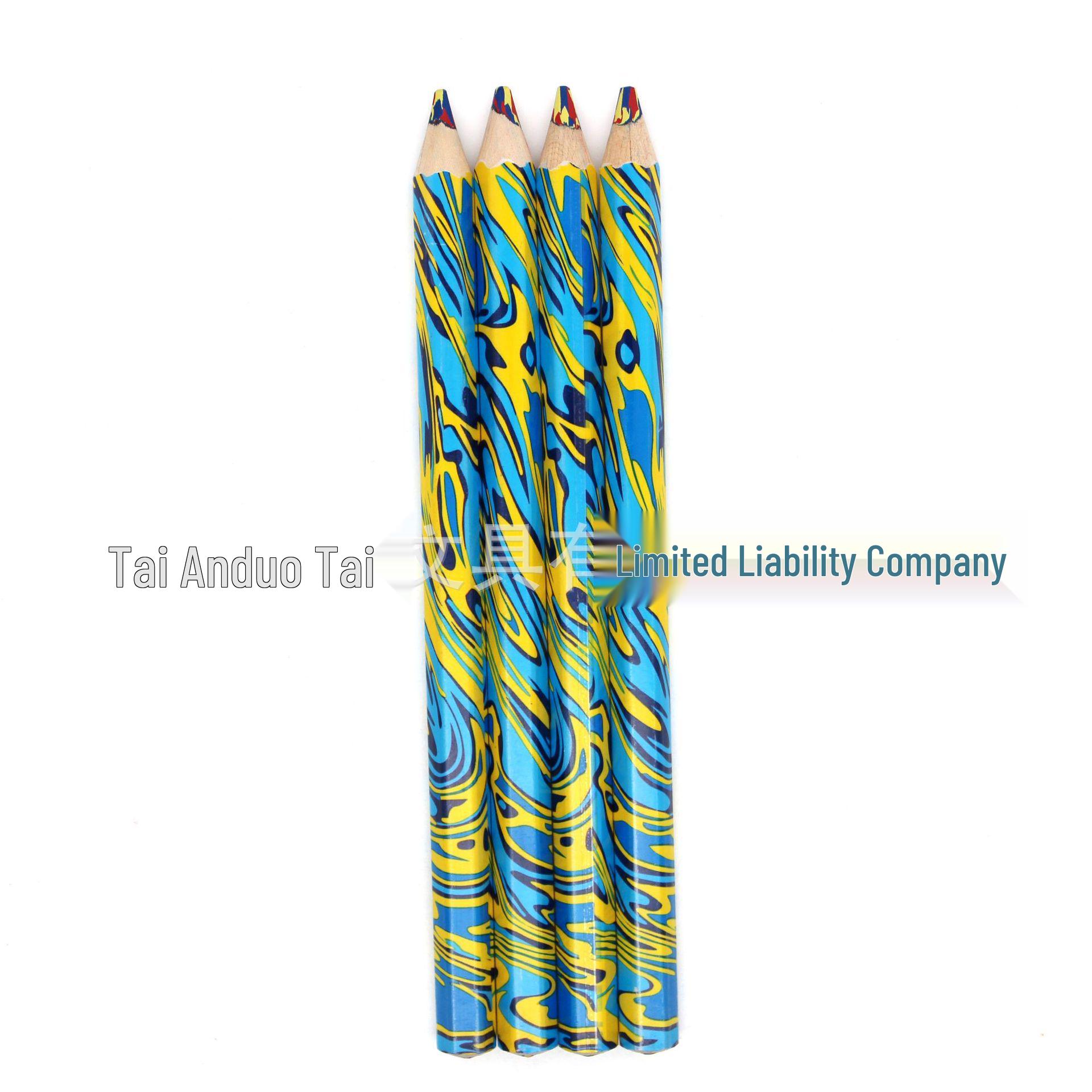 

In-Stock Large Barrel 4-in-1 Rainbow Magic Colored Pencils with Thick Core. 4-color-in-1 colored pencils, 12 pcs/OPP bag
