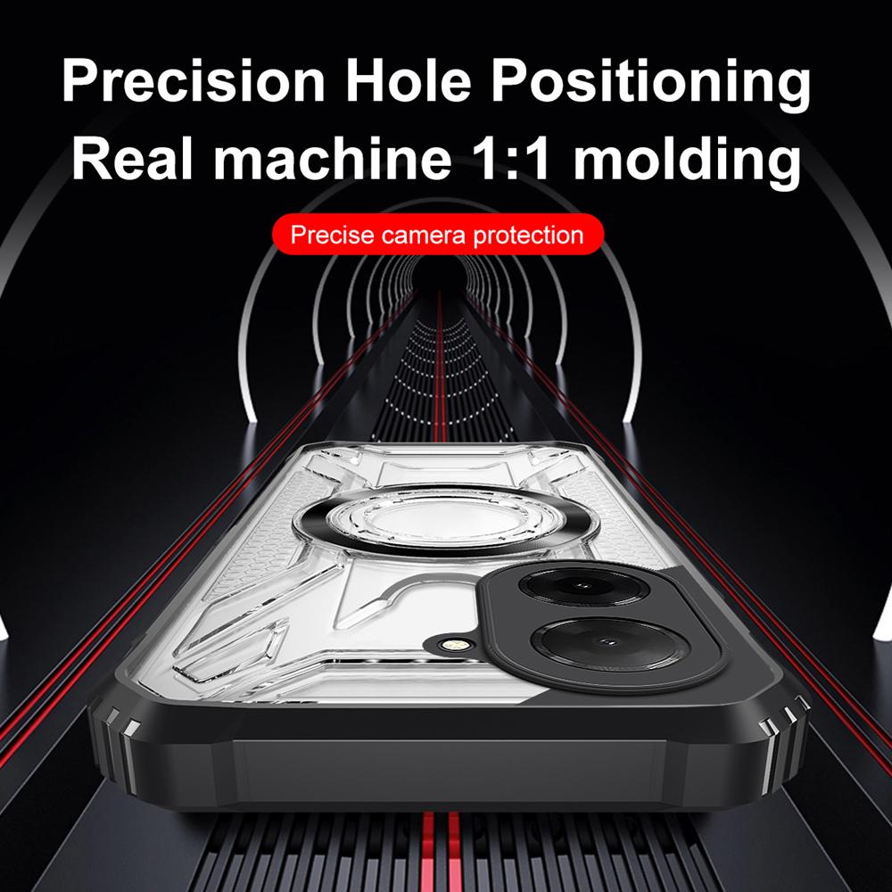 KEYSION Průhledný magnetický kryt pro TECNO Spark Go 2 Pop 10 Měkký silikon+PC Odolný proti nárazům Kryt na telefon pro Infinix Smart 10