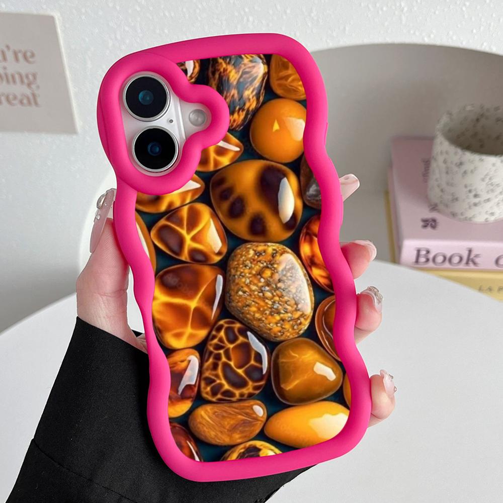 

Aesthetic Stones Mobile Phone Case for iPhone 17 16 15 14 13 12 11 Air Pro Max Plus Wavy Edge TPU Colorful Cover Luxury Cover iPhone 14 Pro Max