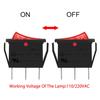 Heschen Rocker Switch ON-Off SPST 3 Terminals Red Light 16A 250VAC 5Pack