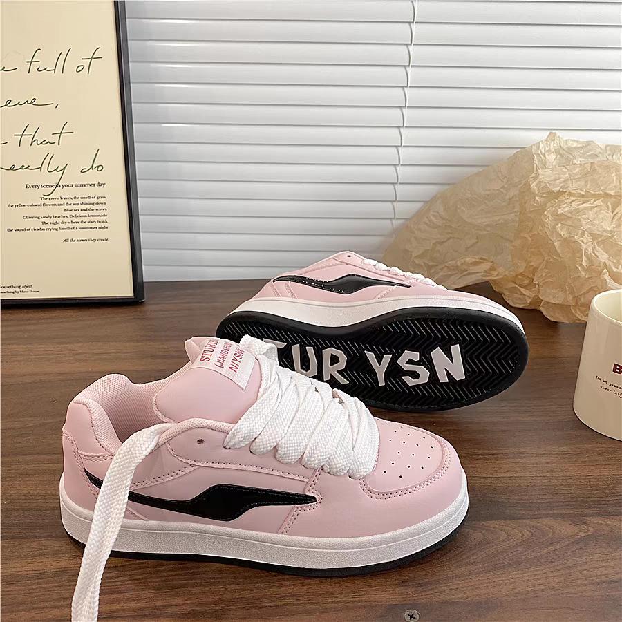 Light pink, niche versatile board shoes, women's tide spring new platform sports skateboard bread shoes