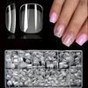 600 Medium Almond-Shaped Nail Tips, Almond X Gel Nail Tips, Transparent False Nails, Full Cover Acrylic Nail Tips for Nail Extension
