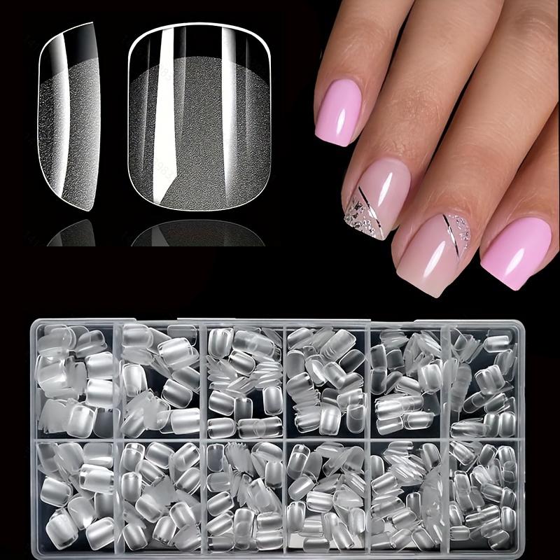 600 Medium Almond-Shaped Nail Tips, Almond X Gel Nail Tips, Transparent False Nails, Full Cover Acrylic Nail Tips for Nail Extension