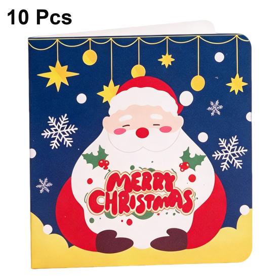 Christmas Party Favors 10Pcs Merry Greeting Cards Set, Folding Cartoon Blank Note Cards, Festive Blessing for Holiday Gift Paperboard