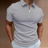 Abbigliamento Uomo Estate Moda Manica Corta Sportivo Strisce Zip Polo