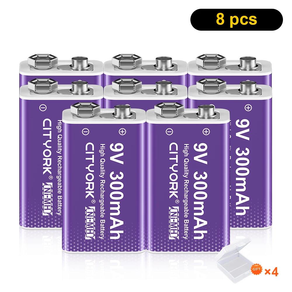 Cityork 9V NIMH Akku 6F22 9 Volt NI-MH Batterien 9V für Rauchmelder Spielzeug Drahtlose Kameras Metalldetektor