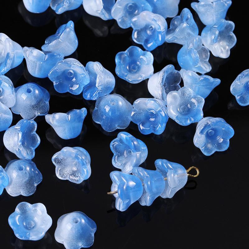 50Pcs/Bag 7X12Mm Colorful Bellflower Lampwork Beads Caps Glass Spacer Beads For Jewelry Making Diy Handmade Bracelets Hairpin