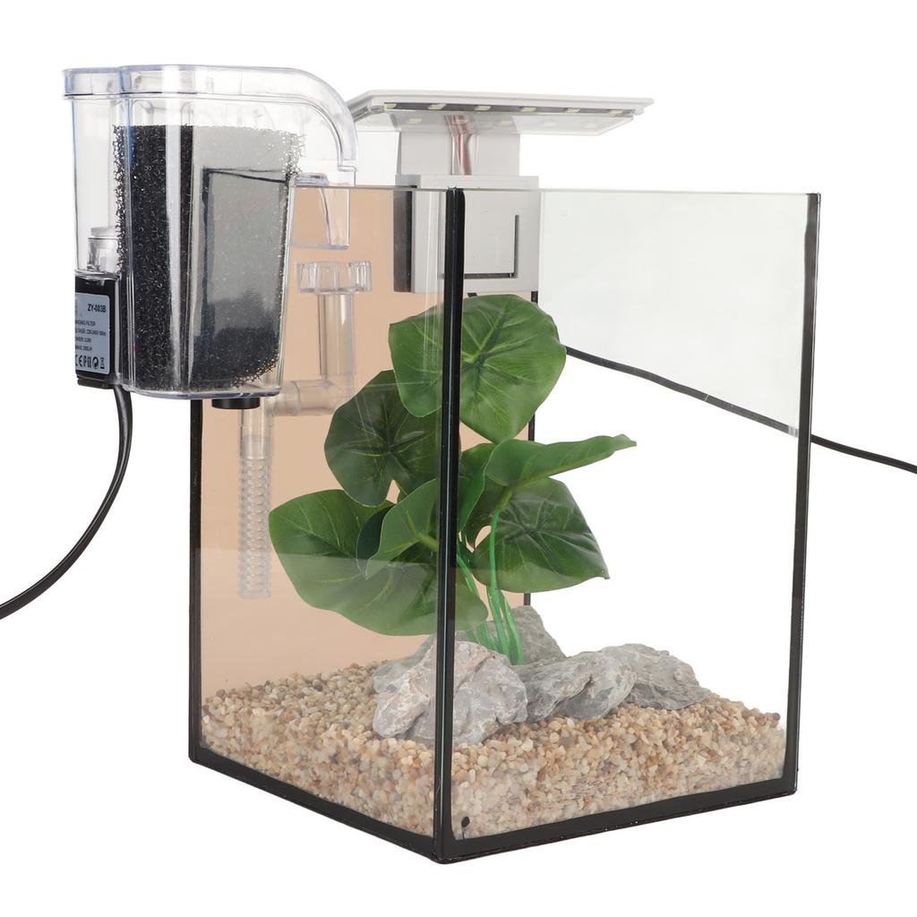 Desktop Small Fish Tank 3 In 1 Clear Aquarium Kit Betta Fish Tank with Filter and LED Light for