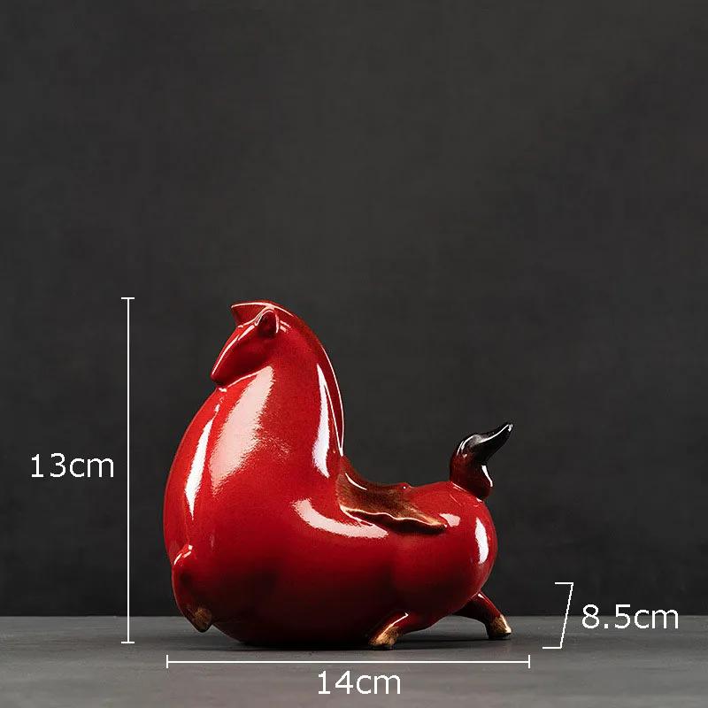 

Creative Fat Horse Ceramic Statue, Home Decoration, Lucky Red Tang Horse Sculpture, Living Room Decoration, Retro Craft