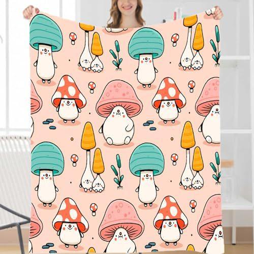 Cartoon Mushroom Blanket Sofa Bedroom Flannel Blanket Portable Lunch Break Blanket