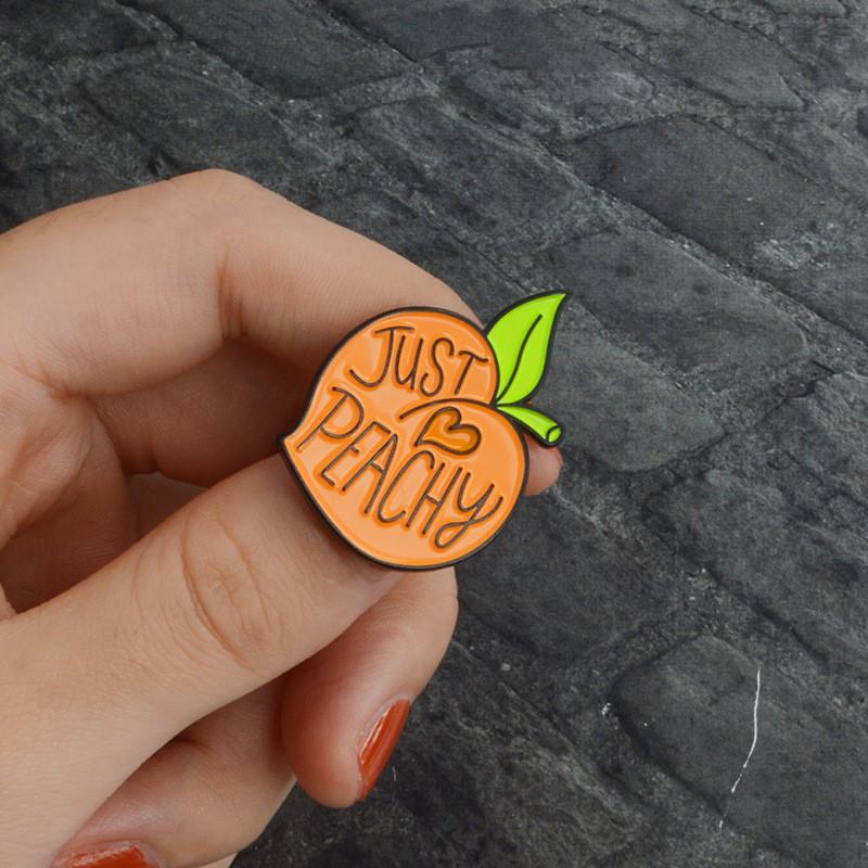 Cute Whimsical Peach Enamel Brooch Alloy Pin For Unique Personal Style And Decor