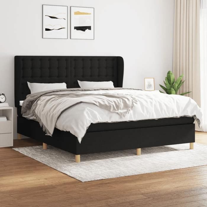 VidaXL Divan Bed with Mattress Black 180x200 Cm Fabric - Model 3128863