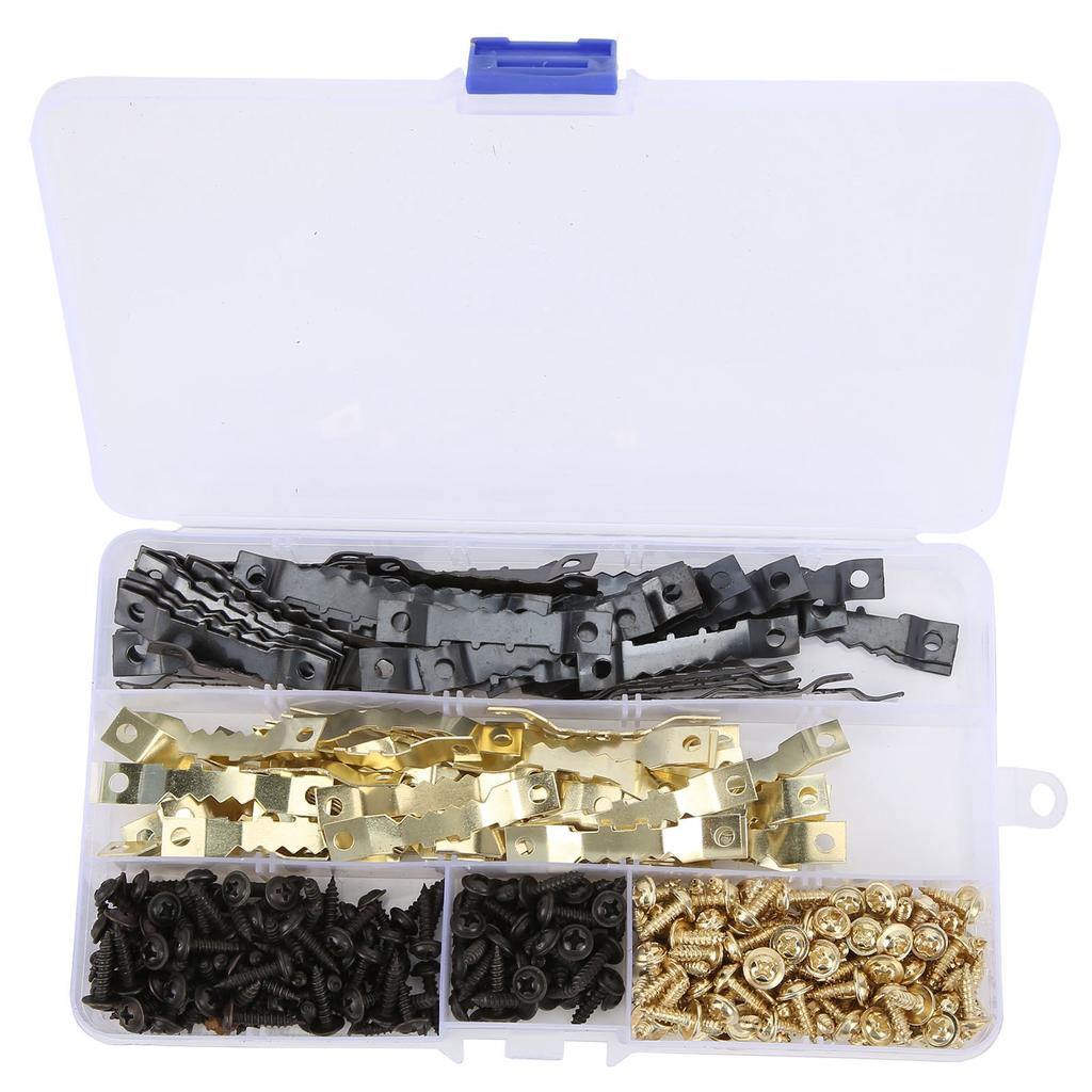 120Pcs Picture Hanger Set Metal Double Hole Frame Hanging Tool Kit with 240Pcs Screws