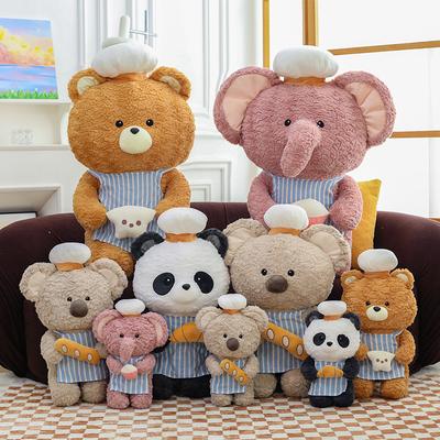 Cartoon Baking Teacher Series Plush Toys Kindergarten Elephant Chef Prop Cake Shop Panda Decoration