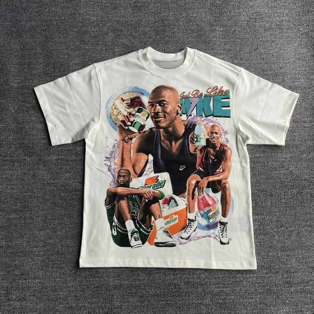 Streetwear Basketball Hip Hop Rapper Graphic T Shirt Men Vintage Oversized Cotton Short Sleeve Casual Loose Harajuku Tops
