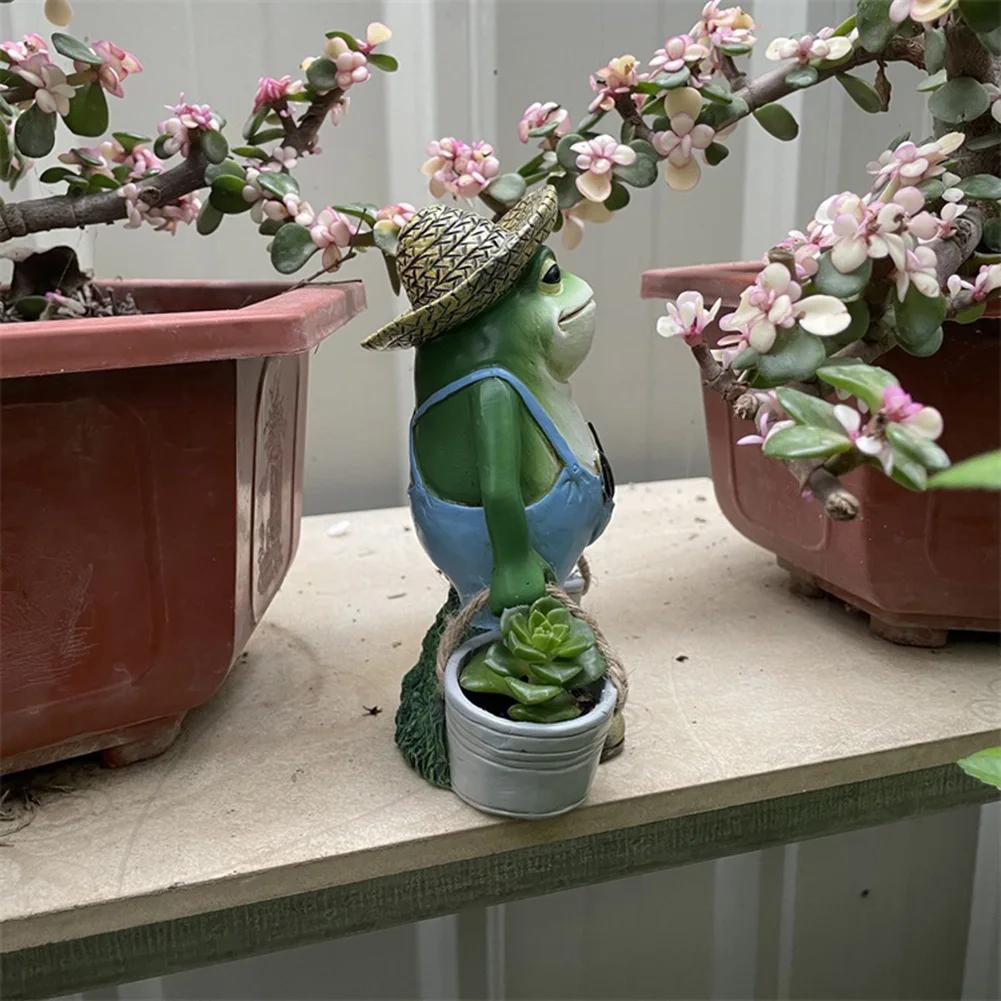 Funny Frogs Garden Statue Resin Frog Potted Ornament Creative Frog Succulent Flower Pot for Indoor Outdoor Decor