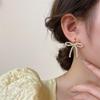 Elegant and Cute Women's Earrings Dainty Imitation Pearls Bowknot Studs Ornament