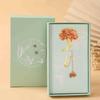 Chinese Style Hollow Brass Bookmark with Carnation Pendant