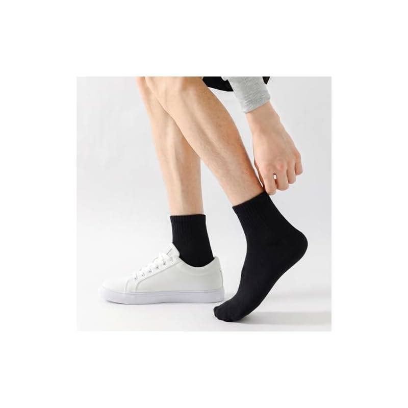[MOSOTECH] Ankle Socks 5-Pair Set, Sports Socks for Men, Sweat-Absorbing Cotton, Breathable, Unisex, Business, Casual, Hiking, Running, Sizes 25-27cm