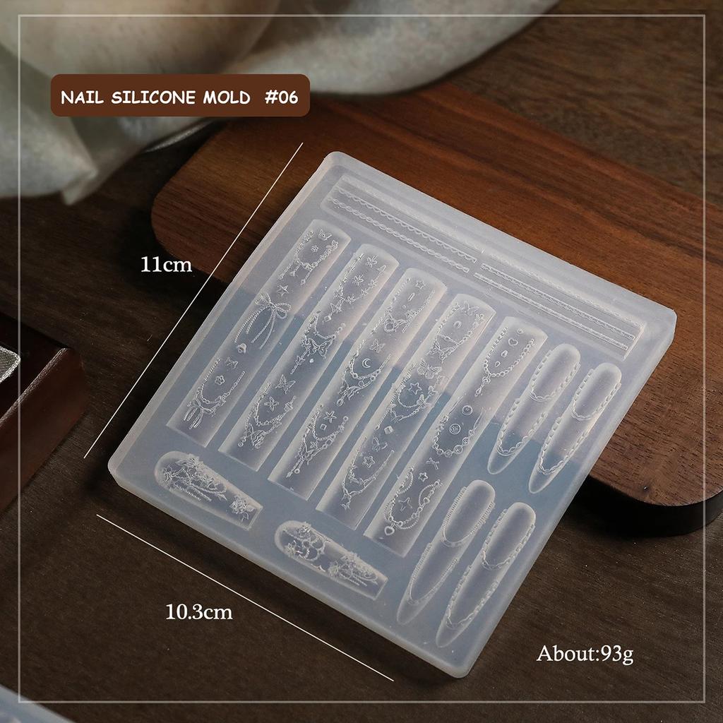 Nail Art 3D Weiche Silikonform Schnitzwerkzeug Schleife Nail Art Prägekleber DIY Design Maniküre Schablone Nail Art Schablonenwerkzeuge