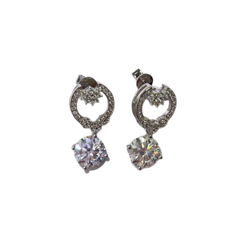 Luxury 4 Carat D Color Moissanite Stud Earrings for Women - European & American Style Dangle Earrings