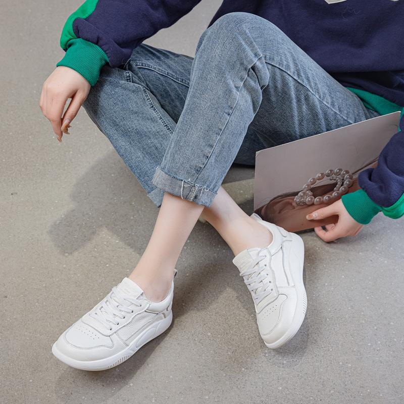 Fashion GKTINOO Shoes Women Spring 2025 New White Thick-Soled Ladies Sneakers Genuine Leather Casual Trend Girl Shoes Students Loafers