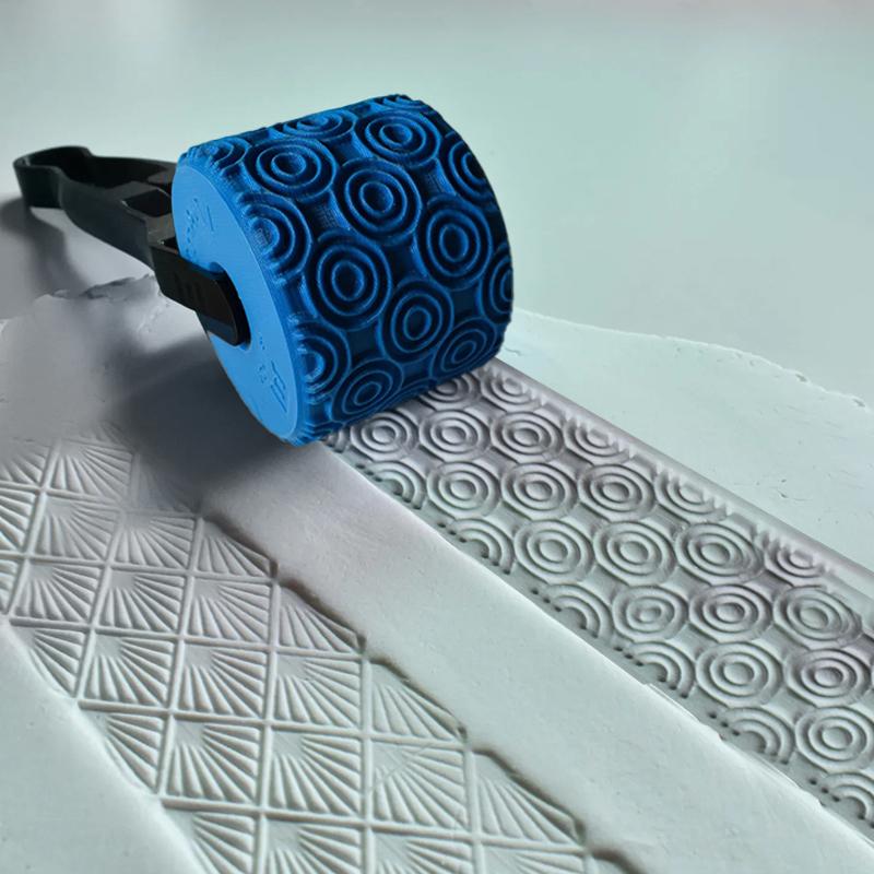 Clay Stamp Roller Geometric Flower Patterns Relief Rolling Tool Ceramic Clay Texture Wheel Clay Molds DIY Clay Tools Art Decor