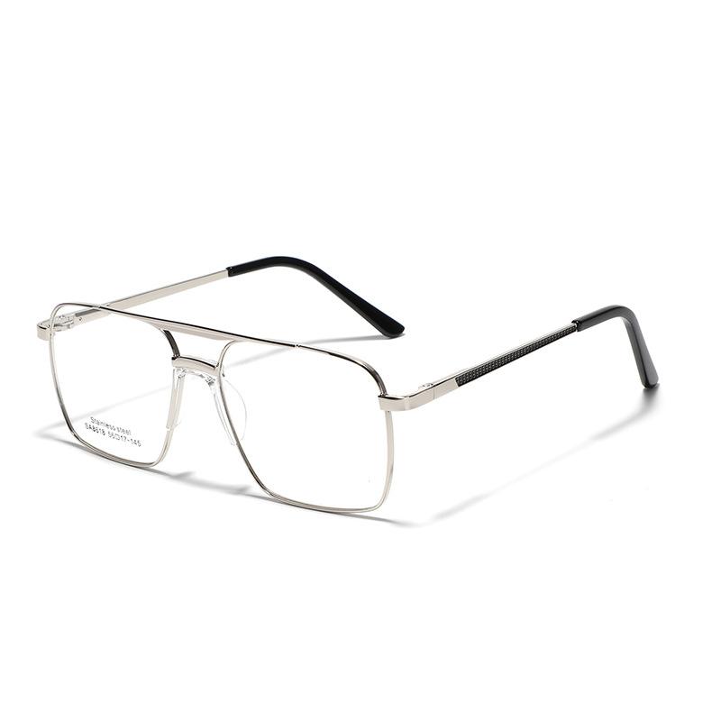Double Beam Metal Square Saddle Nose Pad Glasses Men'S Literary And Retro Large Frame Flat Mirror Women'S Large Frame Mirror