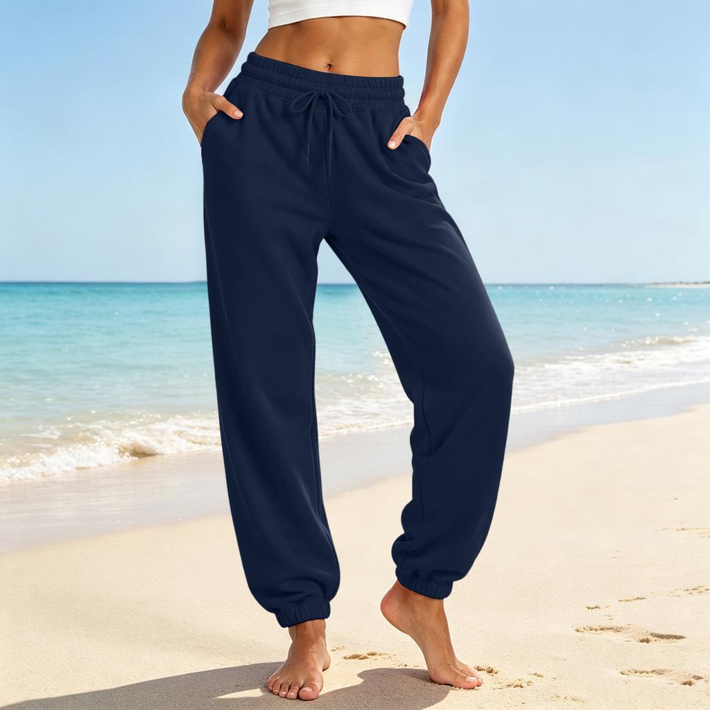 Pantalones Jogger Casuales para Mujer con Bolsillos, Color Pantalones Sueltos con Puños