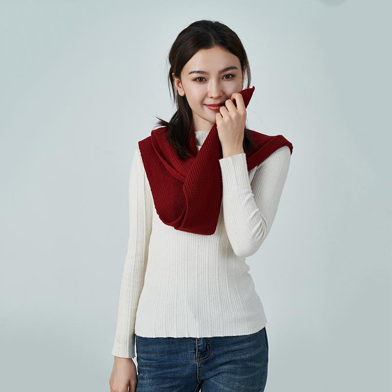 Women's Cashmere Knitted 3-in-1 Rectangle Scarf Hat Shoulder Warmer Multifunctional Versatile Wrap Warm Autumn Winter Accessory
