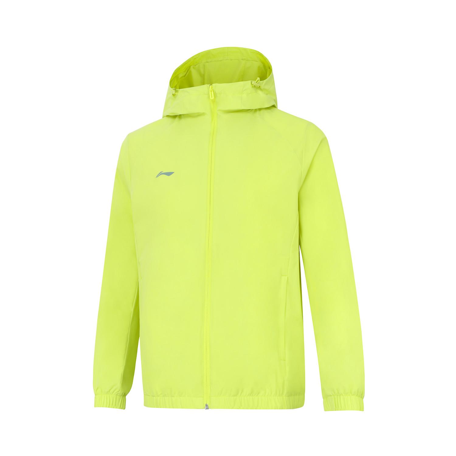 Li-Ning Men s Lightweight Water-Repellent Hooded Windbreaker Jacket Fluorescent Yellow AFDU627-5 S