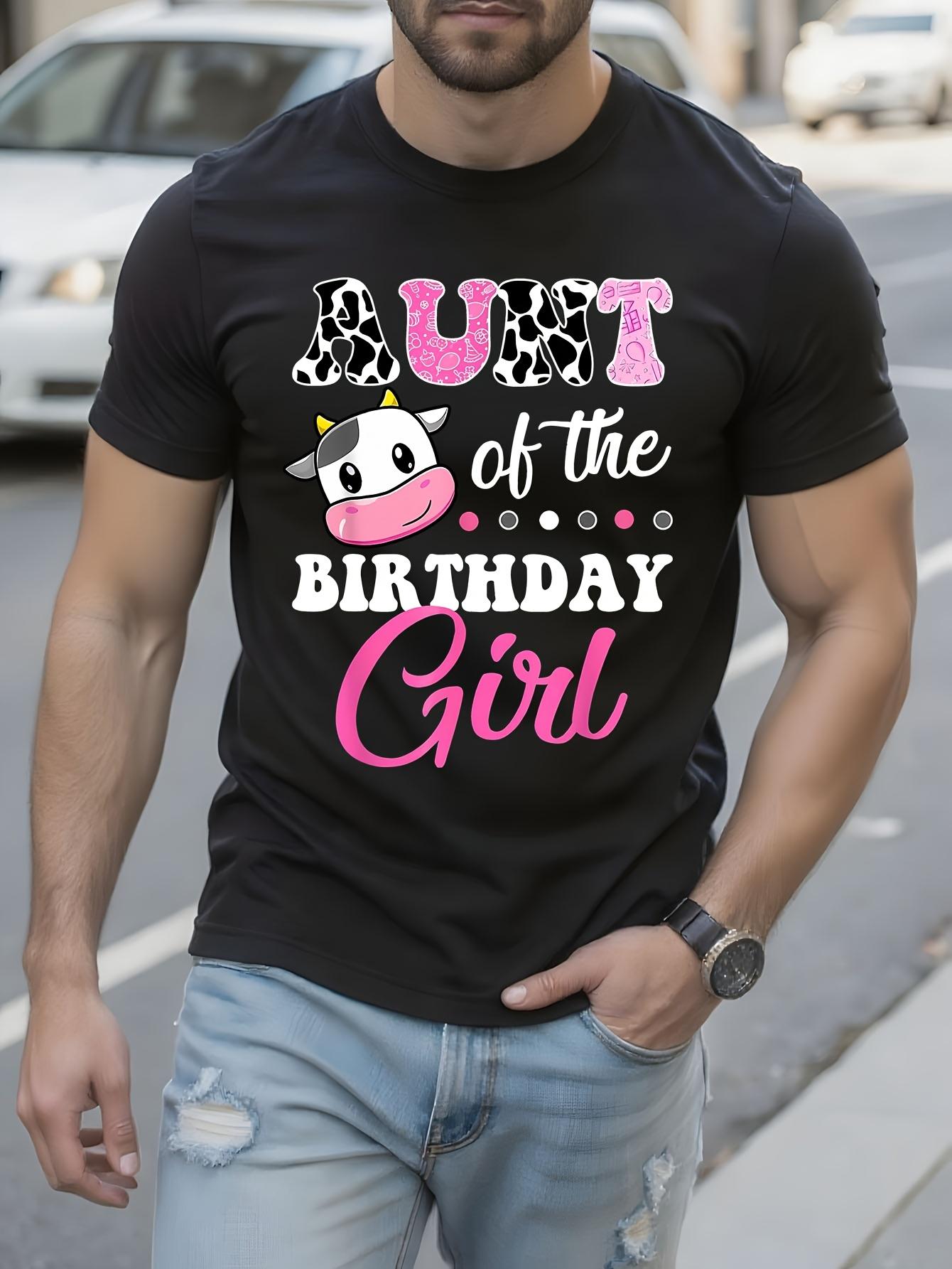 Aunt of the Birthday Girl Farm Cow Graphic Tshirt Graphic... S