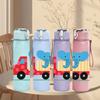 1PC Elephant Truck Cartoon Figure 750ml Color Plastic Sports Water Bottle Leakproof Flip Straw Lid For Sports Office Home Use