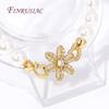 18K Gold Plated Inlay Zircon Flowers Connector Clasps For Pearl Necklace Supplies, Beads Clasps Fastener DIY Jewelry Making