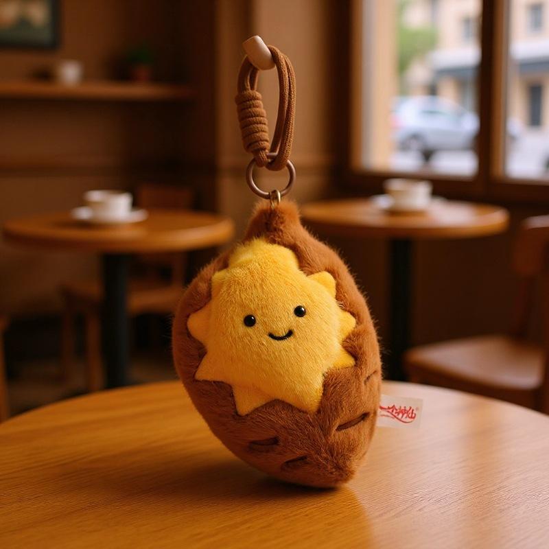 Cute Roasted Sweet Potato Plush Toy Keychain For Girls Winter Children'S Gift Heart Decoration Bag Hanging Soft Stuffed Animal