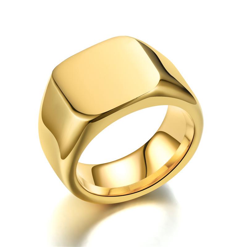 

European & American Solid Titanium Steel Geometric Ring for Men - Custom Engravable Size 13 золотий