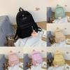Cute Girl Backpack Nylon School Bag With Solid Color And Letter Embroidery Design For Daily Use