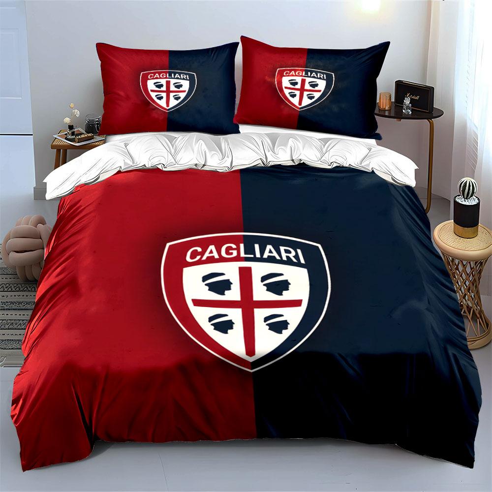 Cagliari-Logo auf Streifen. Bettwäsche-Sets Bettbezug-Sets Bettbezüge Kissenbezüge(1*Bettbezug 2*Kissenbezüge ohne Bettdecke)