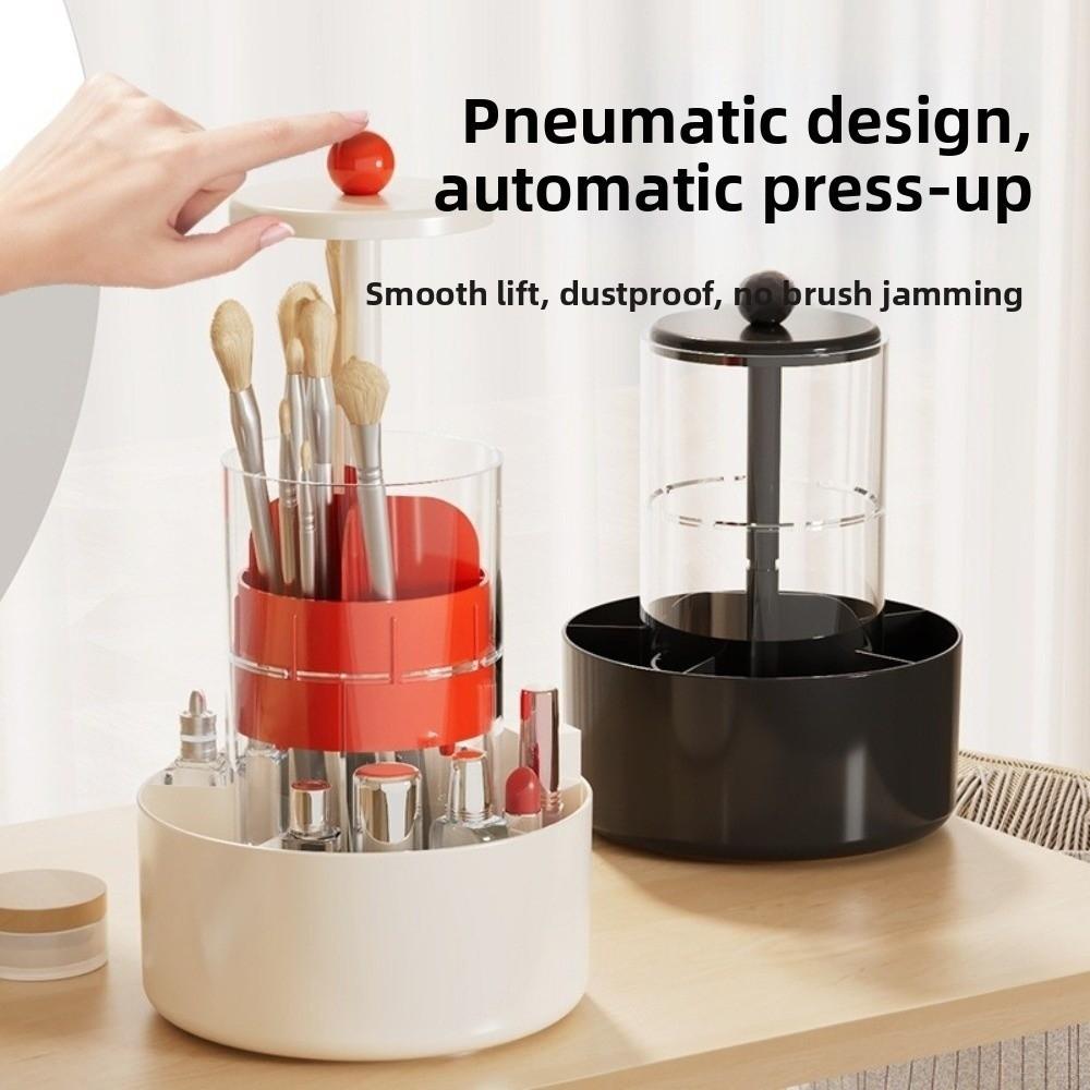 4 Slots Lifting Makeup Brush Holder Press Type Cosmetic Storage Box  Desktop Makeup Tool