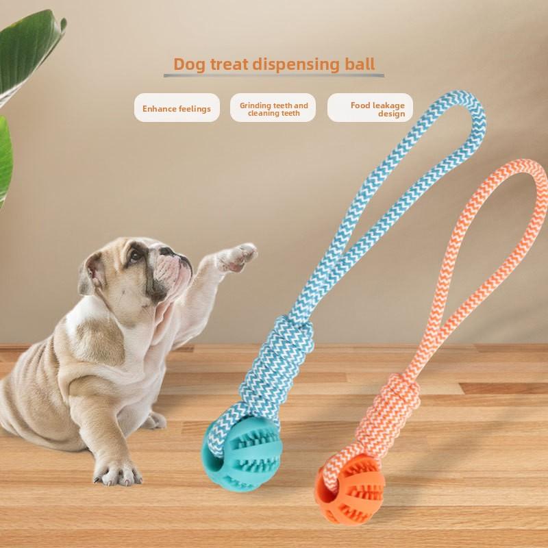 Pet Toy Dog, Biting Cotton Rope, Hand-pulled Leaky Food Ball, Teething, Teeth Cleaning, Dog Training, Interactive and Educational Toy Ball