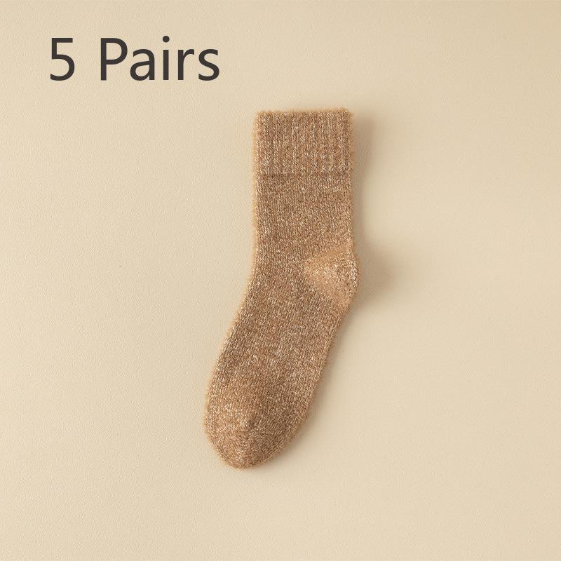 5 Pairs of  Male Autumn and Winter Plush Warm Thickened Floor Mid Calf Socks