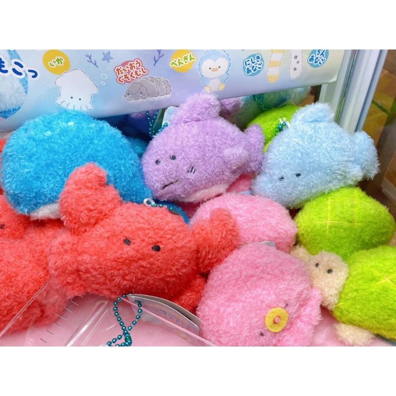 Round Eyes Aquarium Mascotspecies Shark Whale Manta Otter Fluffy Soft Stuffed Plush Toy Ball Chain,Shark Crab Figurine Sea Creature