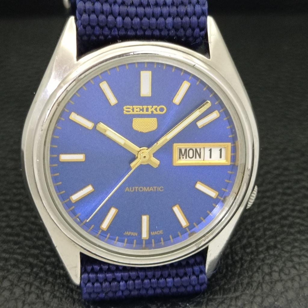 VINTAGE SEIKO 5 AUTOMATIC 7S26A APAN MENS BLUE COLOR DIAL WATCH A702606-1 R209-a702606