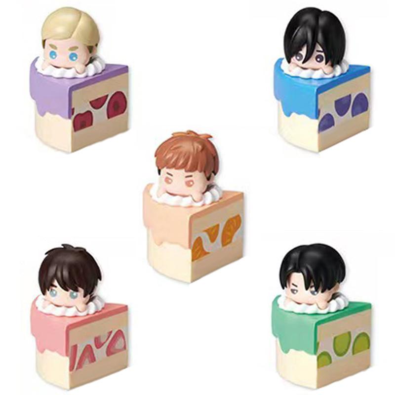 Genuine Gacha Figure Small Scale Model Attack on Titan Mikasa Eren Levi Cake Twisted Egg Action Figure Model Toys