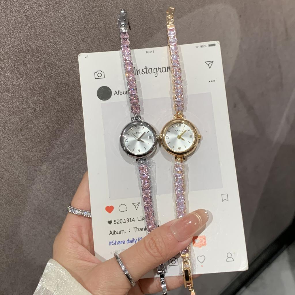 Rhinestone Bracelet Watch Round Women'S Chain List Versatile Small Fresh Women'S Watch Fashion Trend Gold Watch Medieval